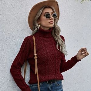 Cable Knit Turtleneck Sweater